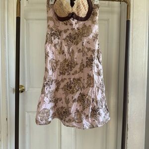 Angie Pink and Brown Patterned Dress